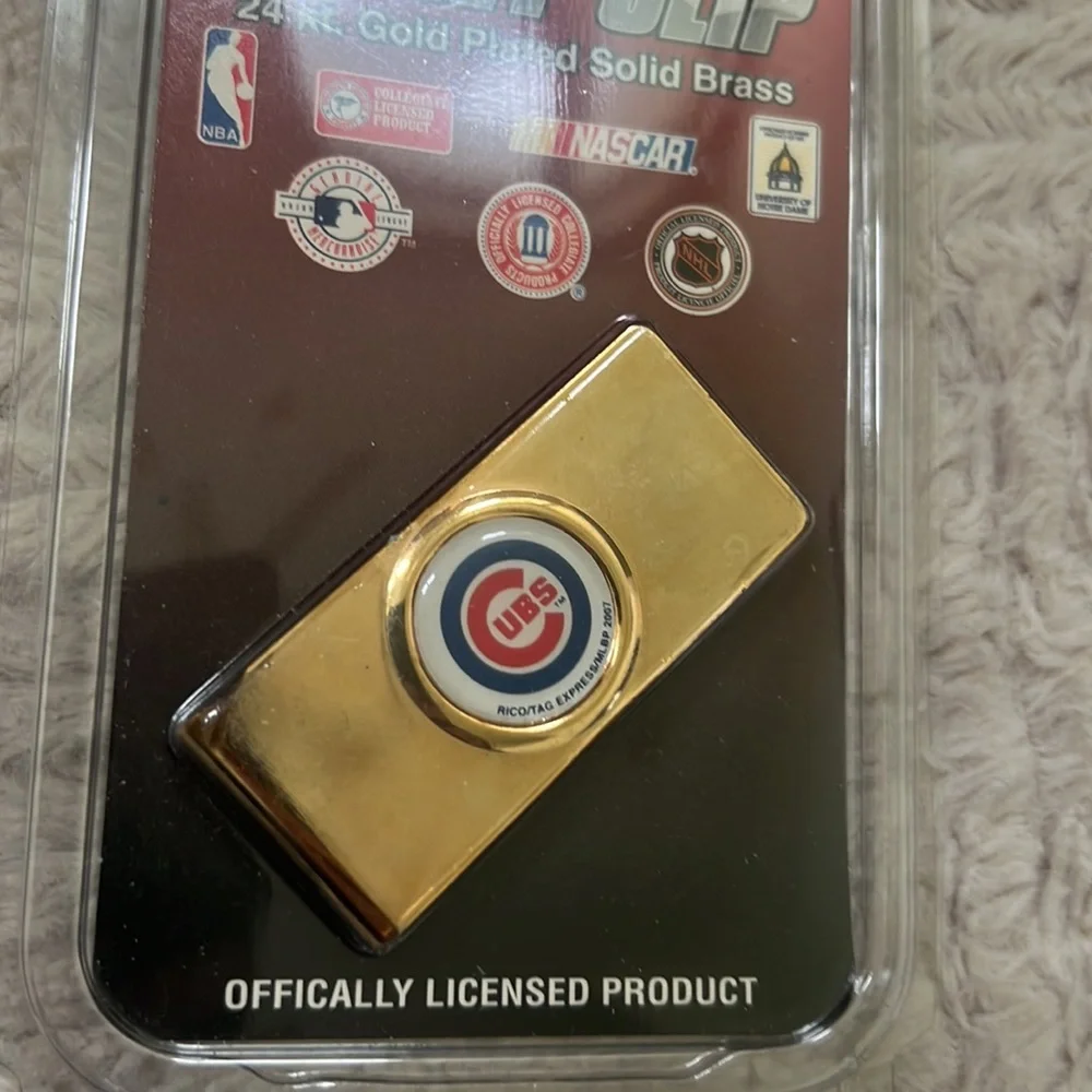 Chicago Cubs Money Clip 24 kt. Gold Plated Solid Brass officially licensed prdct